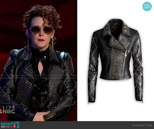 Versace for H&M Leather Studded Jacket worn by Jordan Rainer on The Voice