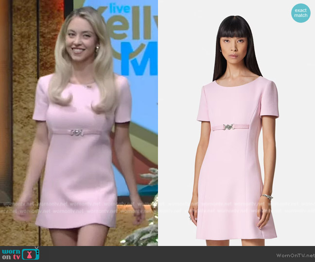 Versace Medusa 95 Short-Sleeved Mini Dress worn by Sydney Sweeney on Live with Kelly and Mark