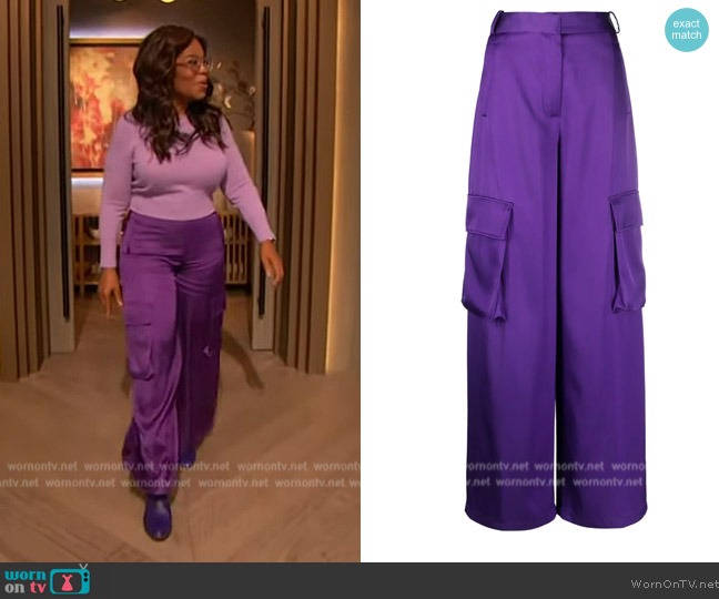 WornOnTV: Oprah’s purple satin utility pants on The Drew Barrymore Show ...