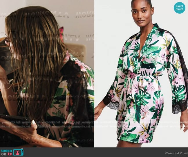 Victoria's Secret Tropical Paradise Lace Inset Robe worn by Whitney Rose on The Real Housewives Ultimate Girls Trip