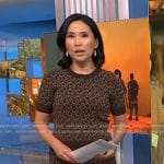 Vicky’s brown printed short sleeve top and skirt on NBC News Daily