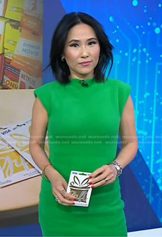 Vicky's green cap sleeve knit dress on Today