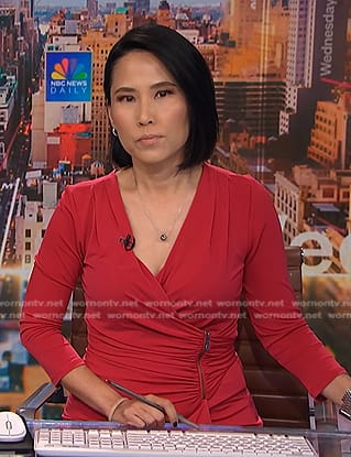 Vicky's red zip waist wrap dress on NBC News Daily