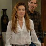 Victoria’s white tie neck blouse on The Young and the Restless