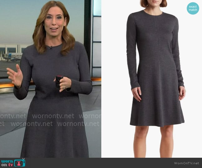 Vince Long Sleeve A-Line Dress worn by Stephanie Abrams on CBS Mornings