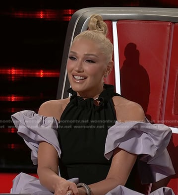 Gwen's black and purple mini dress on The Voice