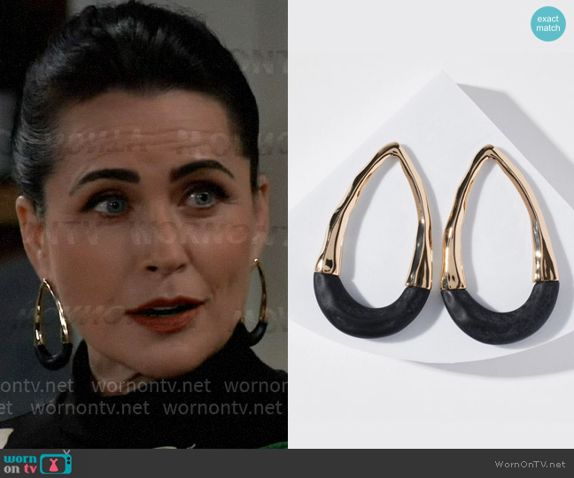 White House Black Market Gold Frontal Oval Hoop Earrings worn by Lois Cerullo (Rena Sofer) on General Hospital