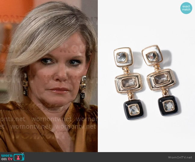 White House Black Market Square Drop Earring worn by Ava Jerome (Maura West) on General Hospital