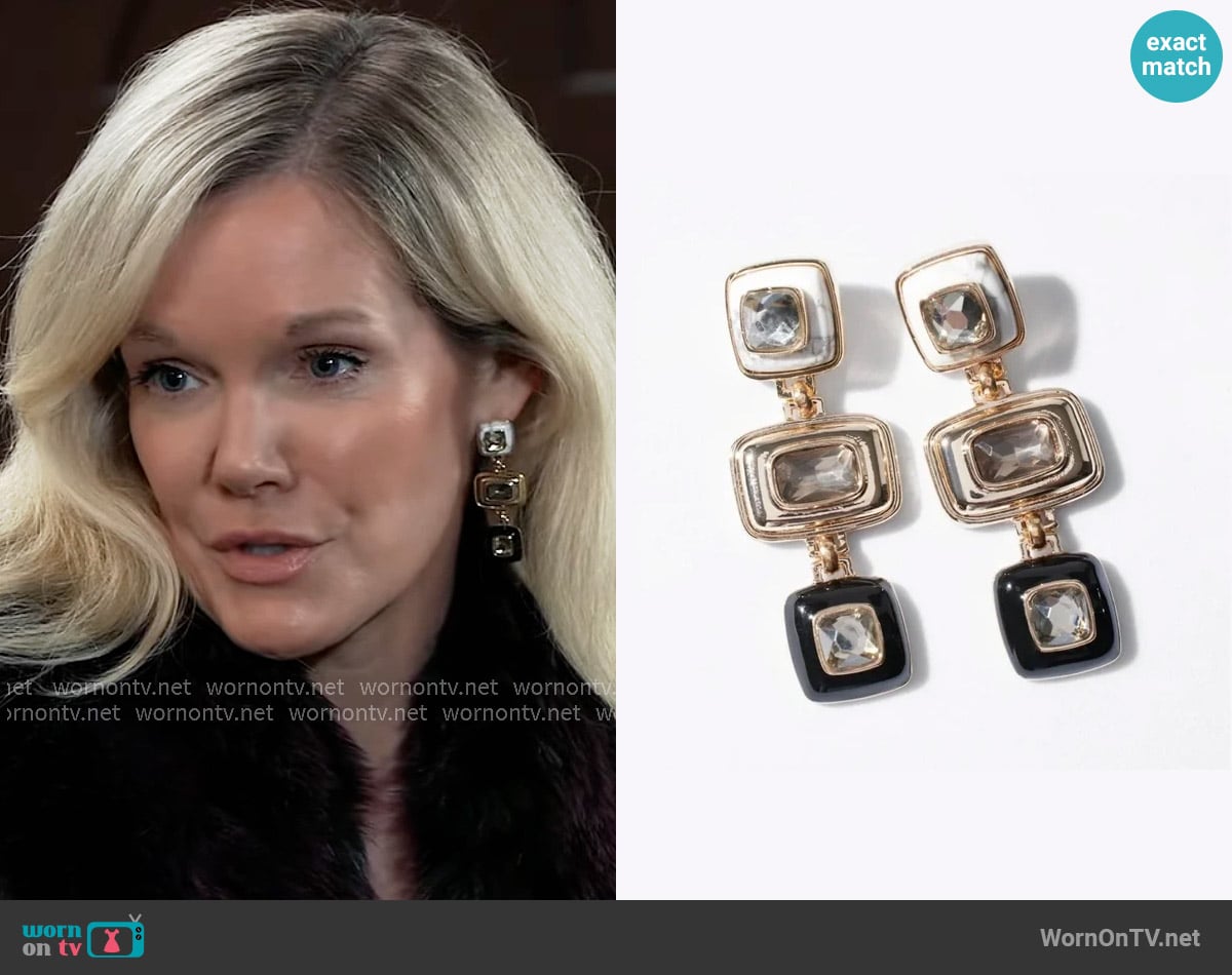 White House Black Market Square Drop Earring worn by Ava Jerome (Maura West) on General Hospital