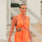 Whitney’s orange cropped halter top and skirt on The Real Housewives of Salt Lake City