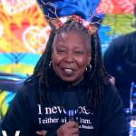 Whoopi’s black printed hoodie on The View