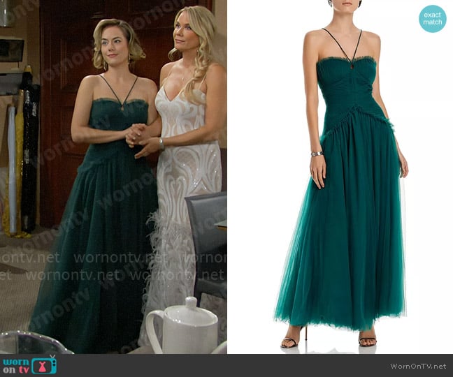 Zac Posen Pleated Tulle Tiered Gown worn by Hope Logan (Annika Noelle) on The Bold and the Beautiful