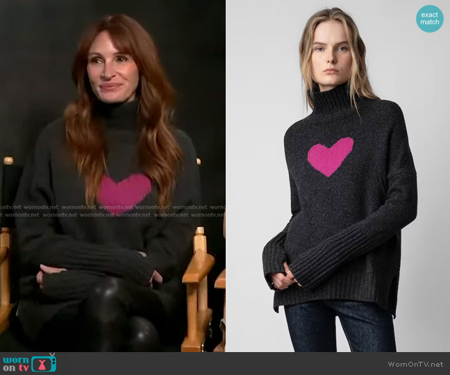 Zadig & Voltaire Alma Sweater in Ardoise worn by Julia Roberts on Access Hollywood