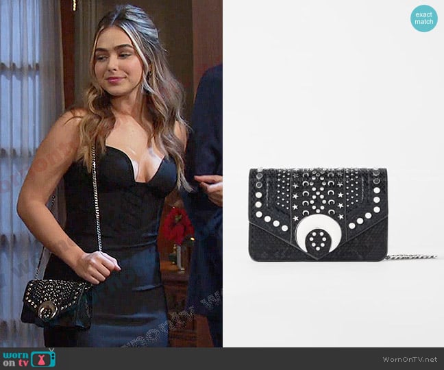 Zara Animal Print Moon Crossbody Bag worn by Holly Jonas (Ashley Puzemis) on Days of our Lives