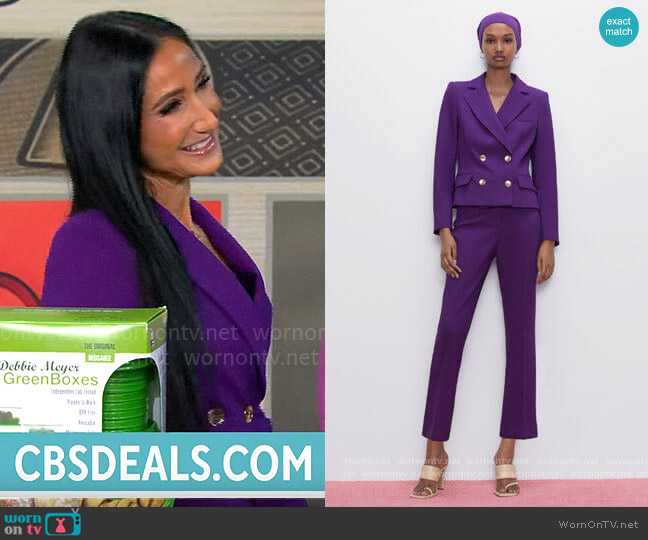 Zara Buttoned Cropped Blazer worn by Elizabeth Werner on CBS Mornings