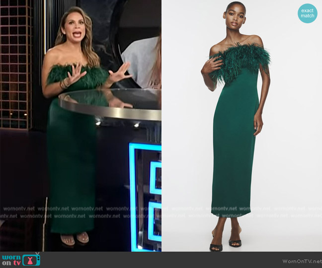 Zara Feather Satin Effect Dress worn by Carolina Bermudez on E! News