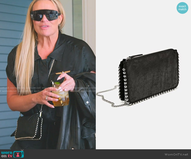 Zara Studded Black Crossbody Bag worn by Heather Gay on The Real Housewives of Salt Lake City