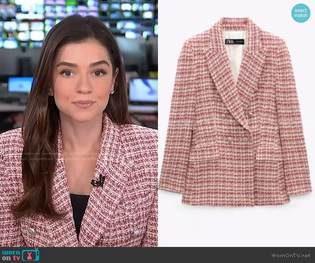 WornOnTV Julies Red Tweed Blazer On NBC News Daily Julie Tsirkin Clothes And Wardrobe From TV