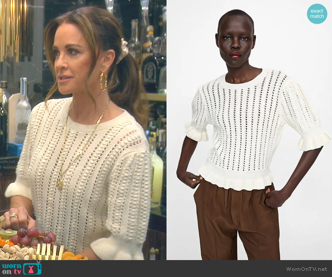 Zara Textured Top worn by Kyle Richards on The Real Housewives of Beverly Hills