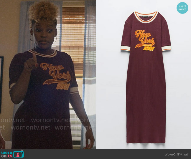 Zara Varsity Dress worn by Malaika (Brittany Adebumola) on The Other Black Girl