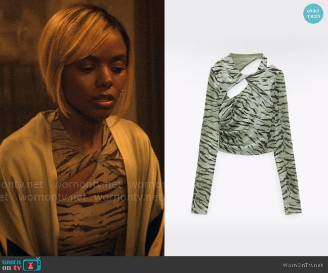 Zara Zebra Tulle Top worn by Hazel-May McCall (Ashleigh Murray) on The Other Black Girl