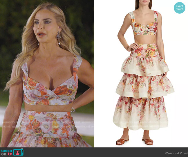 Zimmermann Wonderland floral-print crop top worn by Alexia Echevarria (Alexia Echevarria) on The Real Housewives of Miami