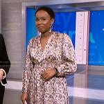 Zinhle’s beige floral midi dress on NBC News Daily