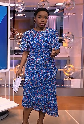 Zinhle's blue floral dress on NBC News Daily