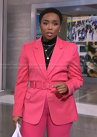 Zinhle’s pink belted blazer on NBC News Daily