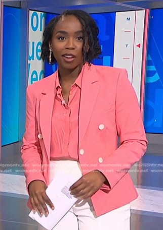 Zinhle's pink double breasted blazer on NBC News Daily