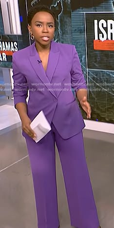 Zinhle’s purple blazer and pants on NBC News Daily