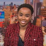 Zinhle’s red houndstooth blazer on NBC News Daily