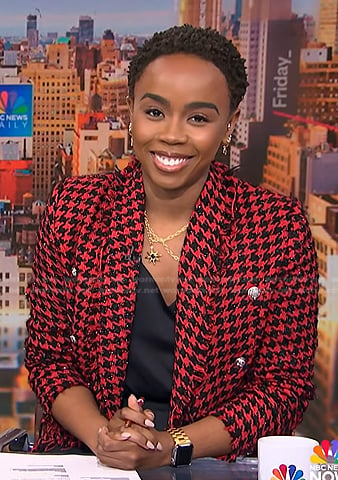 Zinhle's red houndstooth blazer on NBC News Daily