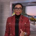 Zinhle’s red houndstooth blazer on NBC News Daily