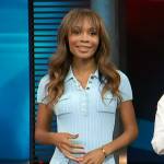 Zuri’s blue pleated mini dress on Access Hollywood