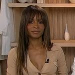 Zuri’s beige cardigan on Access Hollywood