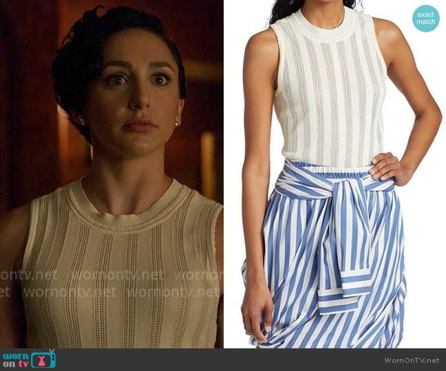 3.1 Phillip Lim Sleeveless knit tank worn by Anna (Lauren Patten) on Death and Other Details