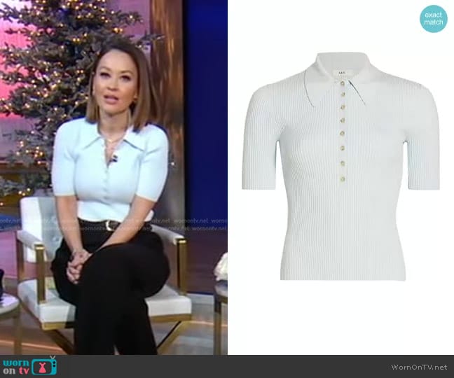 A.L.C. Atlas Ribbed Top in Chelsea Blue worn by Eva Pilgrim on Good Morning America