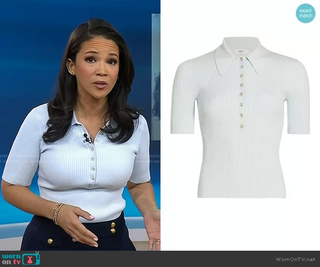 A.L.C. Atlas Ribbed Top in Chelsea Blue worn by Laura Jarrett on Today