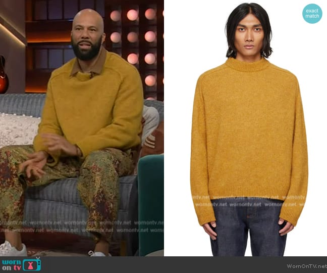 A.P.C. Yellow Tyler Sweater worn by Common on The Kelly Clarkson Show