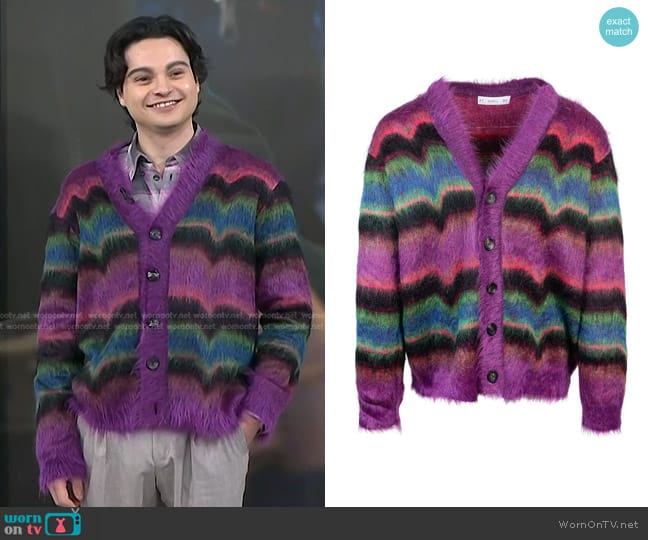 Avril8790 Mohair Blend Cardigan in Purple worn by Max Burkholder on Today