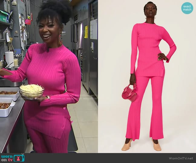 Adam Lippes Collective Ribbed Sweater and Pants worn by Jocelyn Delk Adams on Today