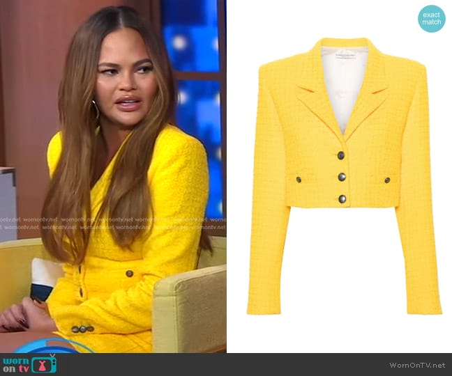 WornOnTV: Chrissy Teigen’s yellow cropped blazer and mini skirt on Good ...