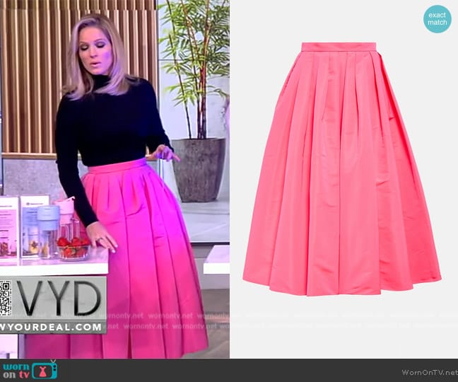 Alexander McQueen Pleated faille midi skirt worn by Sara Haines on The View