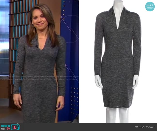 Alexander McQueen Wool V-Neck Dress worn by Ginger Zee on Good Morning America