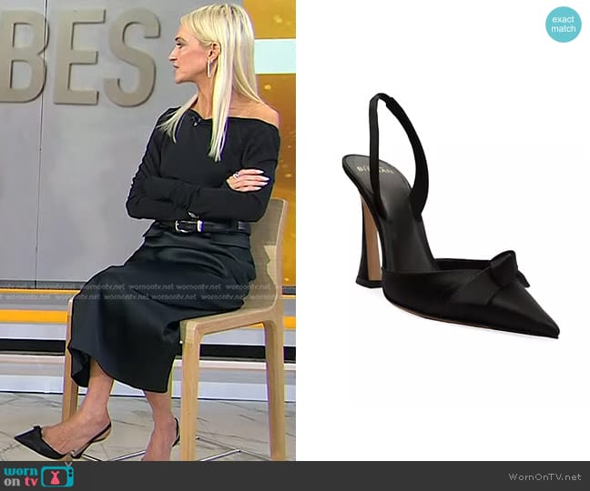 Alexandre Birman Clarita Bell Satin Slingback Pumps worn by Zanna Roberts Rassi on Today