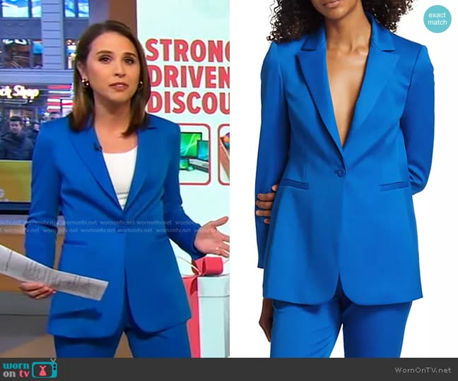 WornOnTV: Rachel's blue satin pant suit on Good Morning America