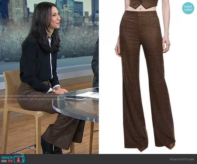 Alice + Olivia Deanna High Rise Bootcut Pants in Camel/Black worn by Dr. Natalie Azar on Today