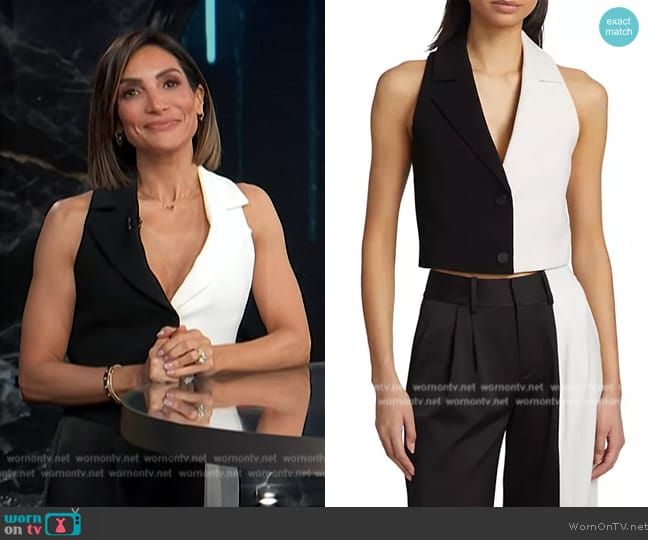 Alice + Olivia Meri Two-Toned Crop Vest worn by Courtney Lopez on E! News