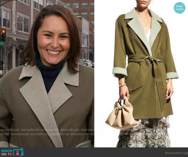 Alice + Olivia Tomiko Reversible Belted High-Low Coat worn by Ali Vitali on NBC News Daily